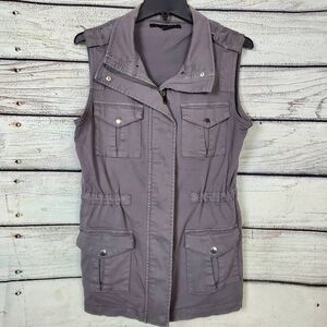 Tinsel Utility Vest Women’s Size S Gray Cargo Pocket Sleeveless Zip Front
